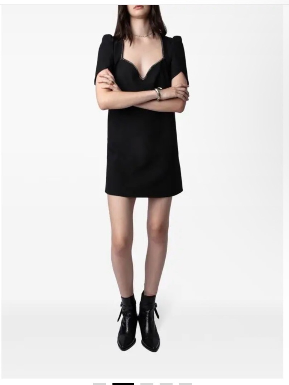 NWT Zadig & Voltaire Black Square-Neck Mini Dress